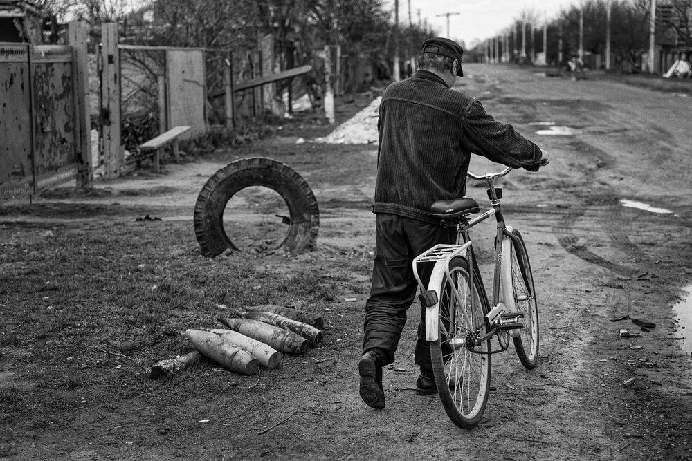 Bombed area in Ukraine